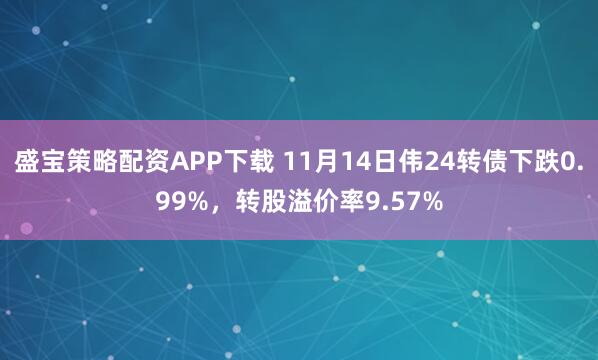 盛宝策略配资APP下载 11月14日伟24转债下跌0.99%，转股溢价率9.57%