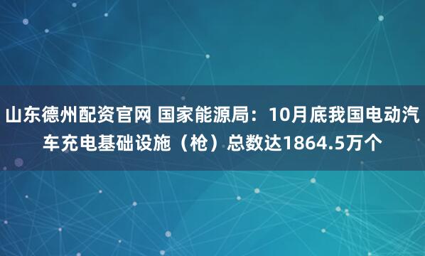 山东德州配资官网 国家能源局：10月底我国电动汽车充电基础设施（枪）总数达1864.5万个